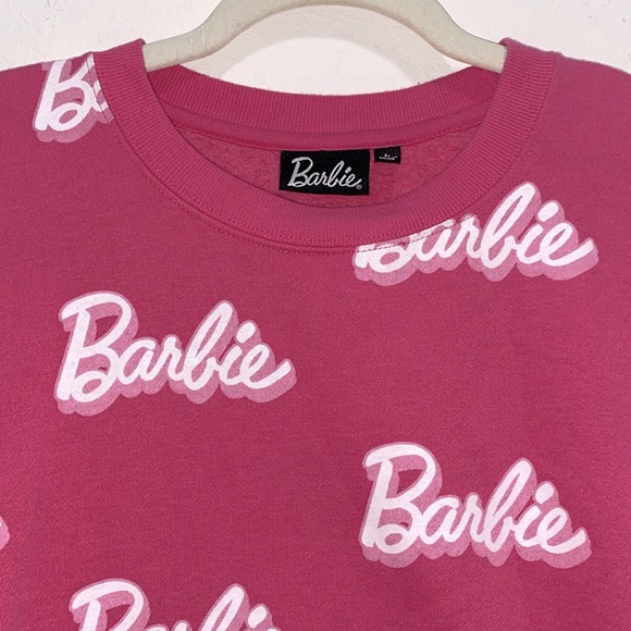 Barbie Crewneck Bubblegum Pink Fleece Sweatshirt-Size Large - Picture 2 of 8